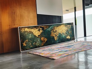 Gold World Map Framed Canvas Print: Modern Abstract Wall Art - Etsy