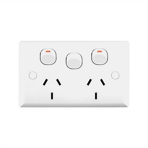 DETA White Solid Plate Double Power Point With Extra Switch