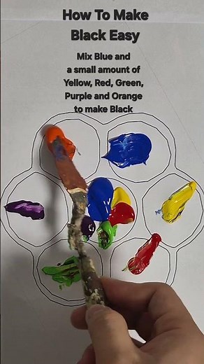 How to make Black easy from just blue, yellow, red, green, purple and orange Part 5 #black