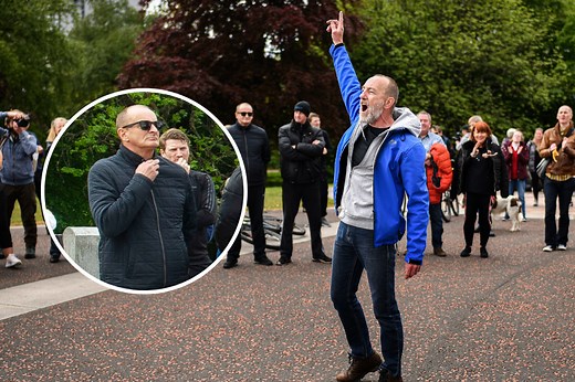 Millionaire thug Frankie 'Donuts' Donaldson attends Glasgow anti-lockdown rally