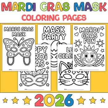 Mardi Gras Mask Coloring Pages | Coloring Activities for Preschool–2nd Grade