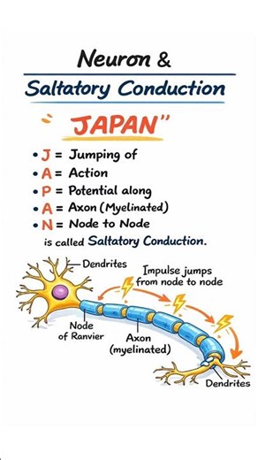 Saltatory Conduction Explained | JAPAN Trick 🧠⚡ Neuron Action Potential #NEET #Biology #Shorts