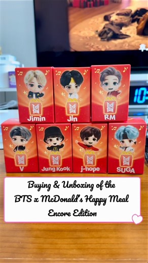 Hey guys! 💟 Here’s a full video of my unboxing of the McDonald’s x BTS happy meal encore edition! 🎉 I went to the store today to buy Jimin, Jin & RM toys and now they’re all complete! 🥹 Happy watching! 🥳 P.S Let me know in comments if you already got the encore edition and let me see yours! 👀 #BTS #mcdonalds #happymeal #TinyTAN #encoreedition #happymealtoys | Diana in Korea