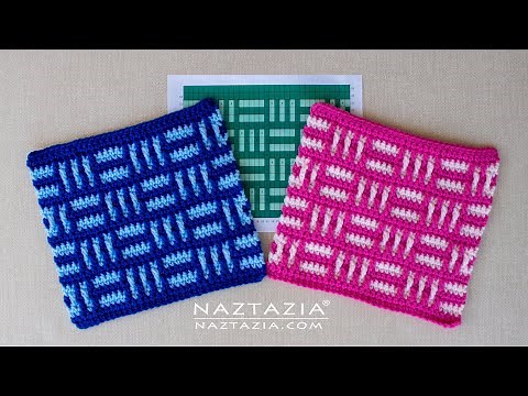 MOSAIC CROCHET for BEGINNERS - Easy and Fast Dishcloth with Basket weave Design