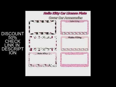 Hello Kitty Car License Plate Frame Anime Sanrio KT License Plates Holder Cars Tags Cover Car Access