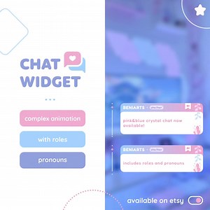 Chat Widget for Twitch With Alerts | Pink&blue Crystal Chat | Streamelements - OBS - Etsy