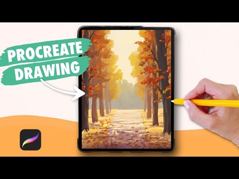 Draw with me - Autumn Woods Landscape | Procreate Digital Art Process