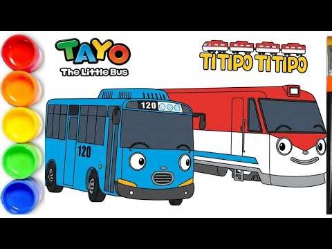 Tayo The Little Bus Coloring Pages | Tayo and TITIPO TITIPO Train Drawing | Tayo The Little Bus