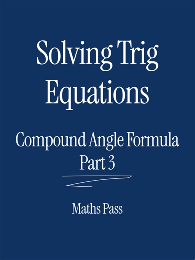 How Do We Use the Compound Angle Formulas? Part 3 In SQA Higher maths you need to be confident with how to use the compound angle formulas. These are given to you in your formula sheet so you don’t have to memorise them, you just need to know how to use them! Let’s tackle it together 🚀 In this video, we finish looking at a past paper question where we need to use our SOHCAHTOA and Pythagoras Theorem to complete part a then use those answers alongside our compound angle formulas for part b. For 