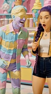 Jinu, Romance, Baby Saja as Colorful Ice Cream Sculptures • Huntrix Lick Them • Statues Come Alive!