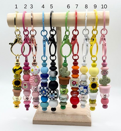 Colorful Beaded Keychain: Handcrafted Acrylic, Glass & Silicone Beads - Etsy