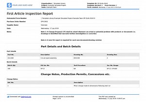 First Article Inspection Form template: Free & editable report template