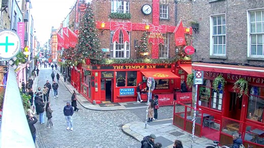 EarthCam is taking viewers to the heart of Dublin, Ireland with its live streaming webcams! Perched on top of the Temple Bar Pharmacy, experience the energy and excitement of this popular city. | EarthCam