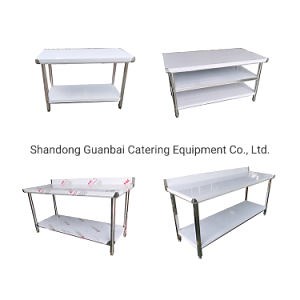 [Hot Item] Customized 201 304 Stainless Steel Work Table Restaurant Equipment Work Table Stainless Workbench with Backsplash and Undershelf