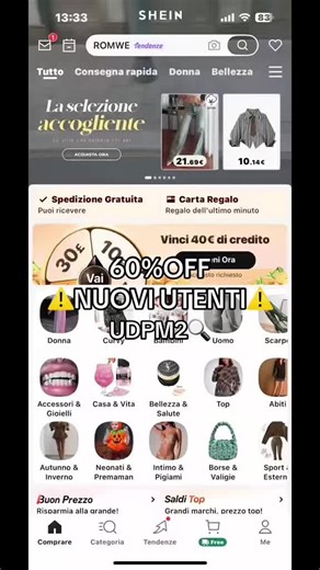 60%OFF SHEIN😍 #influencercodes #codeshein #perte #fyp #sheinitalia