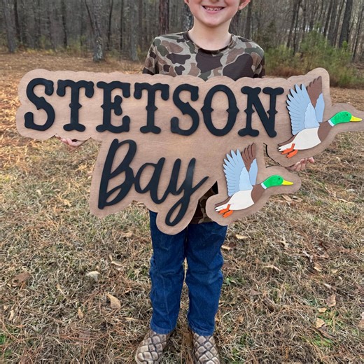 Large Name Sign| Duck Nursery Sign | Personalized Kids Bedroom Decor | Hunting Nursery Sign | Custom Wood Name Sign | Baby Name Sign - Etsy