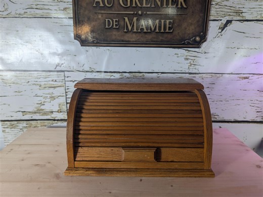 Vintage Wooden Bread Box With Drum Door – Rustic Farmhouse Style Kitchen Storage - Etsy Canada