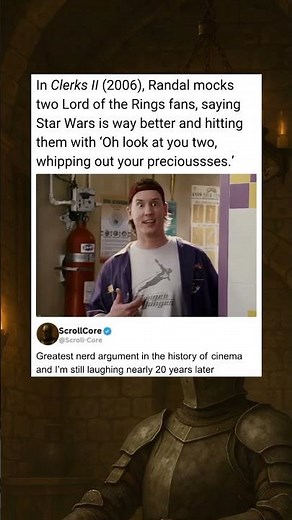 In Clerks II (2006), Randal mocks two Lord of the Rings fans, saying Star Wars is way better and
