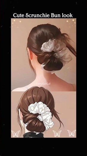 Cute Scrunchie Bun Look 🌺 Tutorial 💮 Fairy Hair Lab 🍁