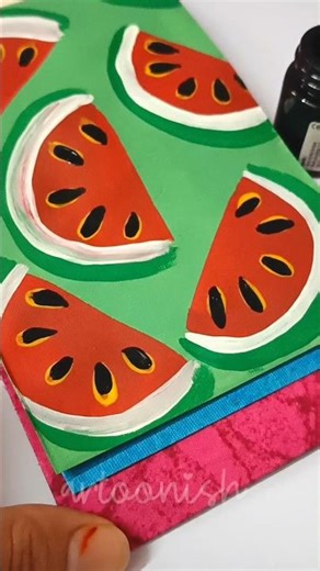 Watermelon Pattern Art 🍉 Easy Acrylic Painting on Paper | 10 Min Art #pattern #patterndesign