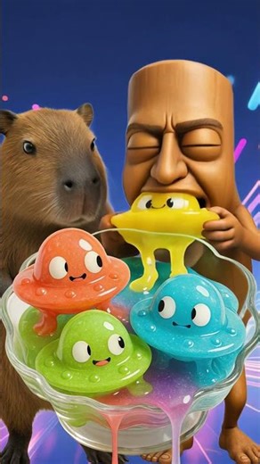 Capybara & Tung Tung Tung Sahur Eat UFO Candy! | Funny Slime Galaxy Treats 🌈🛸
