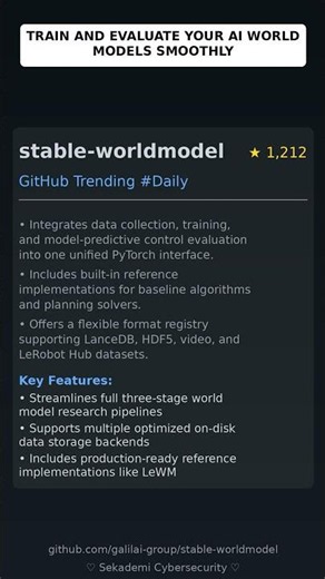GitHub Trending Repositories: galilai-group/stable-worldmodel 🇬🇧