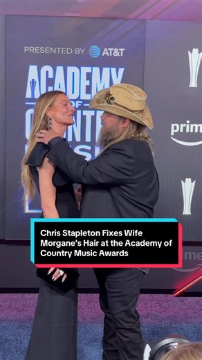 There’s always time for #ChrisStapleton to show wife #MorganeStapleton how much he cares for her – even at the #AcademyofCountryMusicAwards in Las Vegas.