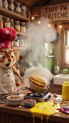 Squirrel Chef Hotdog Chaos 🌭🐿️ #shorts