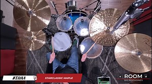 Tama Drums Starclassic Maple complimented with Paiste Cymbals Signature Dark Energy cymbals, and a Lars Signature Steel snare. https://drumcenternh.com/products/tama-starclassic-maple-4pc-drum-set-molten-electric-blue-burst | Drum Center of Portsmouth