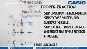 2.3K views | Hello Casio Nation! For today's Casio Tech Talk tutorial video, we will discuss - How to master subtraction of Proper Fractions!  Subtracting proper fractions doesn't have to be tricky!彩 The Trick of the Butterfly曆 is enough. These simple steps will make the process quick and stress-free.  Featured Model: Casio FX570es Plus Clear Model #FractionFocus 刺 #MathSimplified  #SubtractWithEase  #CASIOTECHTALK | CASIO Calculators Philippines | Facebook