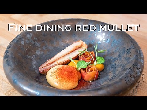 Fine dining red mullet with bouillabaisse and carrot