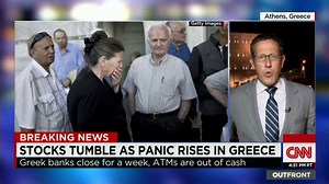 Stocks tumble as panic rises in Greece