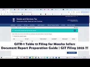 GSTR-1 Table 13 Filing for Meesho Sellers | Document Report Preparation Guide | GST Filing 2025 !!!