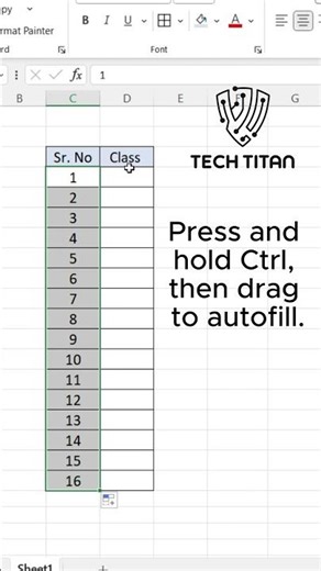 Excel Autofill Tricks: Press & Hold Ctrl + Drag | Class & Sequence Fill Techniques