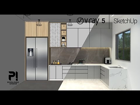 How to design Kitchen room | Sketchup tutorial | Vray 5 Sketchup interior | Pixologic Interior