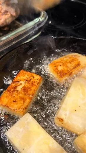 Potato Pave is my new favorite way to eat potatoes. They’re sliced thin and baked in cream and the chilled, cut, and fried. The soft layers and crispy outside make the best textural experience. @nicole cappetta and I served them for our fancy dinner and they were insanely good. #cookwithme #glutenfreerecipes #privatechef | Heart & Bones Kitchen