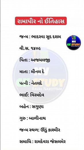 Ramapir (Ramdev Pir) No Itihas | Janm, Parivar, Samadhi, Sampurna Mahiti | Gujarati GK Video