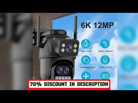 A must-have product! 6K 12MP ICSEE Wifi Security Camera 3 Lens Dual Screen 8X Zoom Outdoor Waterpr