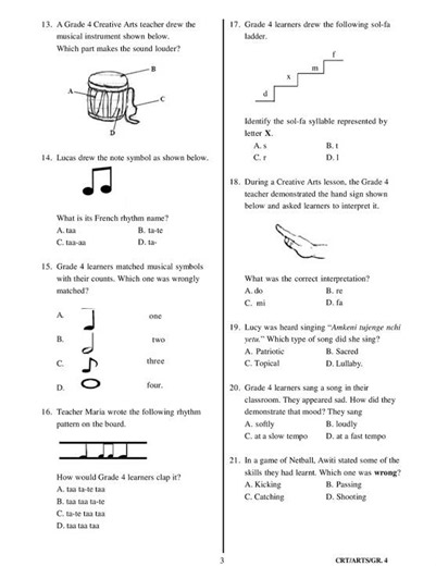 Grade 4 Creative Arts End Term 3 2025 Exam