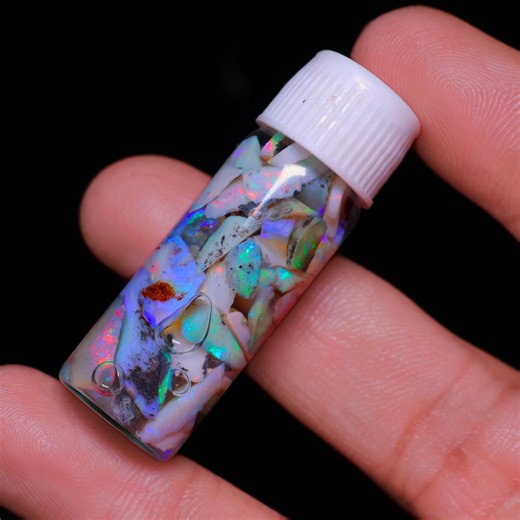 28.00 Carts Opal Australian Rough Chips in Glass Bottle | Natural Opal Crystal | Rainbow Opal Specimen | Healing Crystal | Gemstone Gift - Etsy