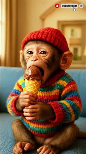 Cutest Monkey Eating Ice Cream – Must Watch!