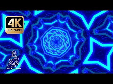 Blue Neon Kaleidoscope Background 4K • 3 Hours Seamless Loop • Deep Focus & Calm (No Music)