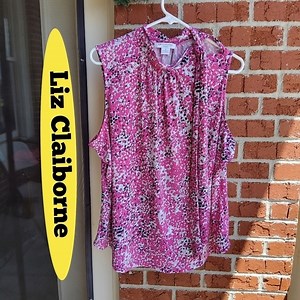 Liz Claiborne Blouse 🩷💛💜 1X Excellent Condition! Beautiful! Sleeveless.