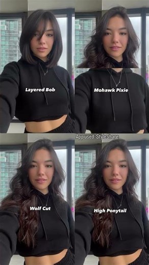 Straight Brown Hair Transformed Into Four Distinct Styles