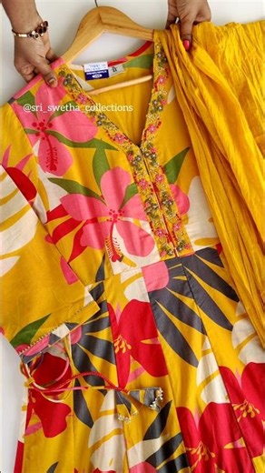 Floral Print Cotton A-Line Frock set/Size 42/L/Rs.1175/- #kurticollection #kurtiset