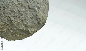 3D render of primitives objects with rough stone material on white background, 4K abstract seamless loop animated template, live wallpaper