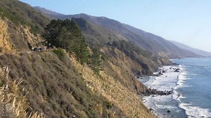 Cars Driving in Big Sur Highway nr 1 California West Coast