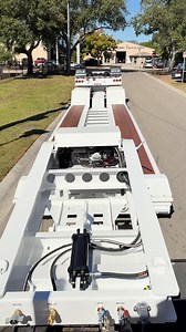 Road testing this Sky White 55-ton beast. Equipped with a 30ft main deck, hydraulic flip axle with a 20 inch loaded ride height! Fully dressed, she weighs 27,000 empty. #TrailerShowcase #GlobeTrailers #Trucking #CustomBuilt #Merica #Custom #HeavyHaul #HeavyEquipment #Transport #MadeInTheUSA #fyp #foryou | Globe Trailers