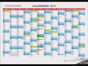 Personnaliser le calendrier annuel 2017 Calenweb avec jours fériés