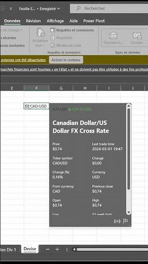 Accédez aux Taux de Change CAD/USD avec Excel: Guide Complet pour Exploiter les Données Monétaires !